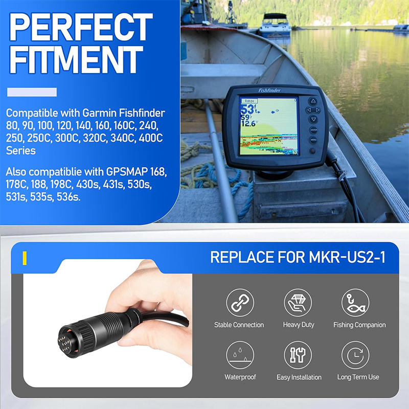 كابل محول MKR-US2-1 عالمي لسون - مراجعة Fish Finder Cable وسعره