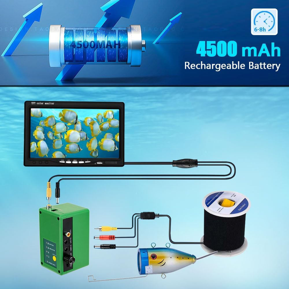 كاميرا صيد تحت الماء - شاشة 7  - مراجعة Fish Finder Battery وسعره